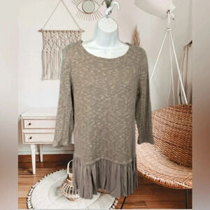 Indigo Thread Co. Top Women's Medium Peplum Hem Bohemian Festival‎ 3/4 Sleeve